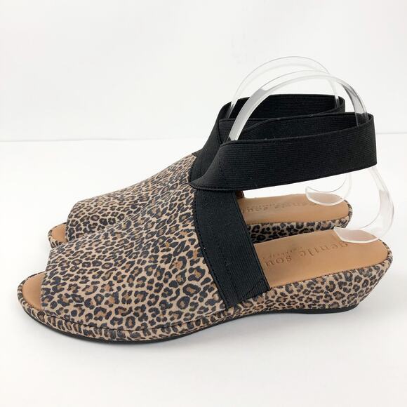 GENTLE SOULS KENNETH COLE Lily Sandal X Cross Elastic 7.5 Tan Fossil Leopard NIB - Picture 8 of 11